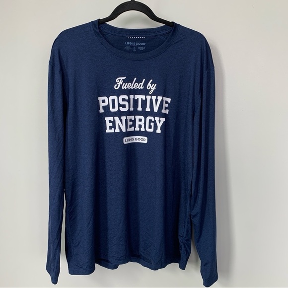 Life is Good Active Fueled by Positive Energy Navy Blue Long Sleeve Shirt Size L - Picture 1 of 6